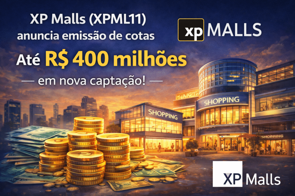 XP Malls (XPML11) anuncia nova emissão de cotas e busca captar até R$ 400 milhões