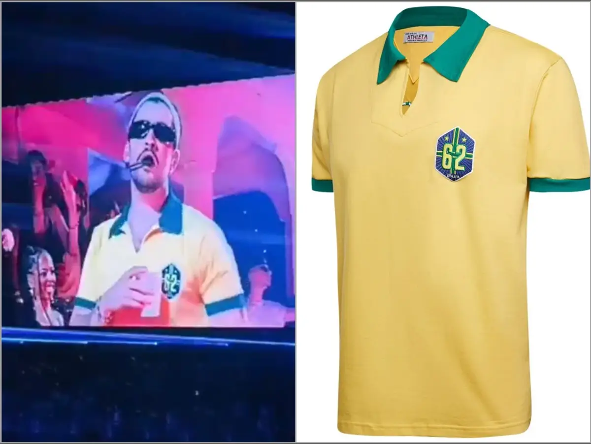 Bad Bunny encanta fãs brasileiros com camisa retrô da Seleção de 1962 em show histórico em São Paulo